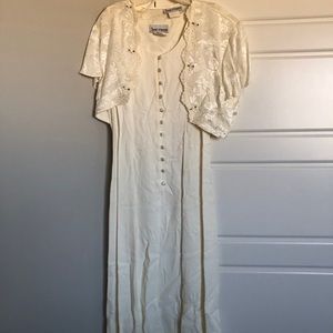 Cream Dress with Cropped Sweater